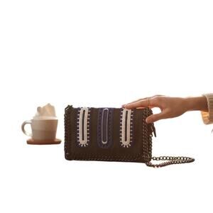 Falabella-Inspired Leather & Denim Embroidered Crossbody Bag Chic Statement